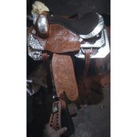 Genuine imported Quality leather western saddle Tan with complete rust proof steel fitting 