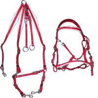 Genuine imported PVC horse endurance bridle set and Breastplate Red with rust proof steel fittings