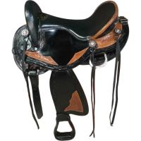 Genuine imported Quality leather endurance western saddle Black with rust proof fitting 