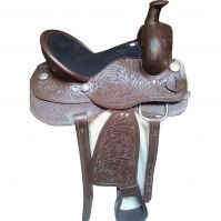 Genuine imported Quality leather western saddle color Brown with rust proof fitting 