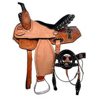 Genuine imported Quality leather western saddle set with headstall and breastplate with rust proof fitting 