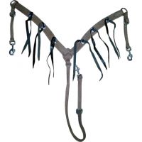 Genuine imported leather western Breastplate with black stir rips and with rust proof fittings