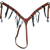 Genuine imported leather western Breastplate with stir rips tan and with rust proof fittings