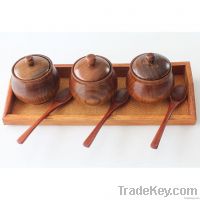 Wood Dinnerware Small Condiment Pot New Style Condiment Holder Sets