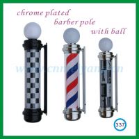 Chrome plated rotating light barber pole with white ball 337