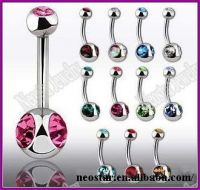Stainless Steel Tribal Gem Press Fit Navel Belly Ring