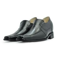 Black Front  Tie Rubber Cowhile Men's Taller Shoes
