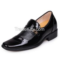 Black Cow Leather PVC Sole Men's Height Increasing Shoes