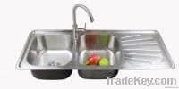 Double Bowl kitchen Sink with Drainer Board / stainless steel 201/304