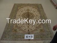 handmade silk persian untique carpet