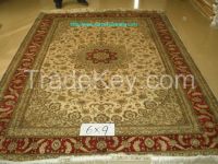 handmade silk persian untique carpet