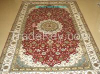 handmade silk persian untique carpet