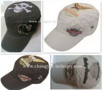 Embroidery and print design army flat top military cap hat 