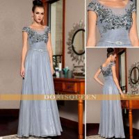 2014 Hot Sale NEW Arrival charming sequined flowers grey floor length formal evening dress from china 30852