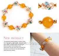 Natural yellow color gemstone bead stretch bracelets wholeasle