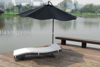 Wicker/rattan beach chairs sun loungers with umbrella