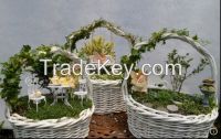 Willow Basket & Natural Material & Flower Basket with plastic liner