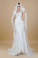 Nice One-tier White /ivory 8.7 Feets Long  Cathedral Wedding Veil With Applique Edge