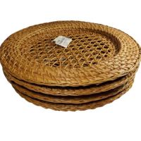 Rattan Wicker Charger Dinner Plate Holder Brown Woven Round Boho Decor NWT 4pcs