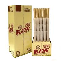 RAW Organic 1 ÃÂ¼ Size Prerolled Cones 75ct Box, RAW Classic Black Prerolled Cones Bulk - 900 Count 1 1/4 Size Natural Classic Unrefined Rolling Papers - Pre-Roll Cones