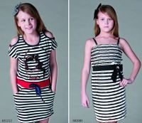 Girl's fashion cotton jersey stripe dress 5-17x