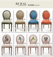 Real Wood Chair With Fabric Printing Pictures