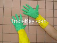 Bi-color rubber latex household cleaning glove