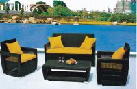 Outdoor new PE rattan garden sofa set furniture with yellow cushions