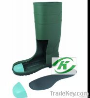 green 380mm Safety pvc rain boots with steel toe and midsold