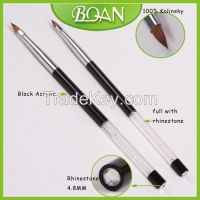 BQAN Big Diamond End Decorative Black Full Rhinestone Acrylic Pure Kolinsky Brush for Acrylics