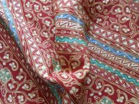 Natural Color/Dye Silk Batik - Line & Flower Motif