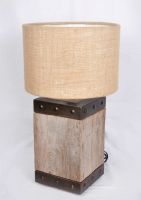 Round Iron Rotten Teak Desk/Table Lamp