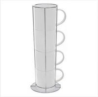 4pcs/set 10oz white porcelain coffee cups