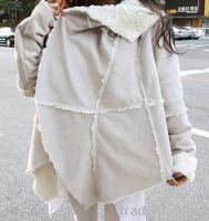 DRAMATICALLY DRAPED FAUX SHEARLING JACKET