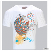 Printed White Round Neck Tee Shirt Custom Printing