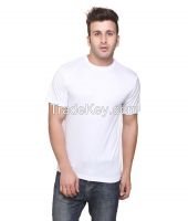 White Round neck Polyster T-shirt