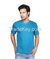 Blue V-neck Cotton T-shirt.