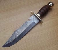 Damascus knife with wooden handle