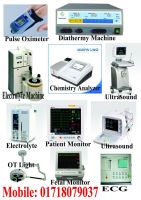 Ultrasound Machine, Chemistry Analyzer, Elisa Reader, Cardiac equipment, ECG, Electrolyte, Microscope, all OT instrument, etc