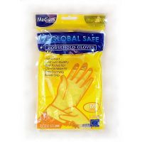 household latex gloves, Global Safe color yellow