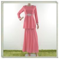 High quality beaded chiffon plus size muslim women clothing 