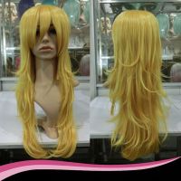 New arrival long gold yellow cosplay wig afro wigs synthetic from China
