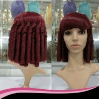 wholesale wine red sprail curl synthetic wig from China