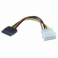 SATA 15-pin Power Cable with Pitch 5.08mm, Available in White, 18AWG