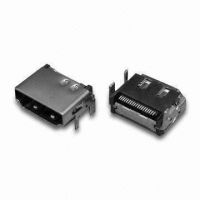 HDMI A SMT Type (No Flange) 19-pin Connector, 40V AC Maximum Operating Voltage