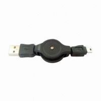 USB A Male to Mini USB Male Reel Cable, Suitable for USB Charger