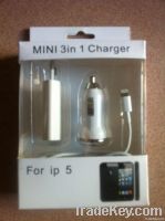 Mini 3 in 1 car charger for iphone 5