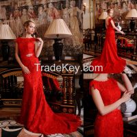 Hot Red Full Lace Prom dress RE12054