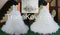 Silver motif Ruffle Organza Luxury Ball Gown RE13146