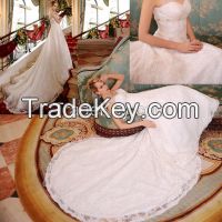 French Lace Cathedral Large Train Bridal dresses RE13151